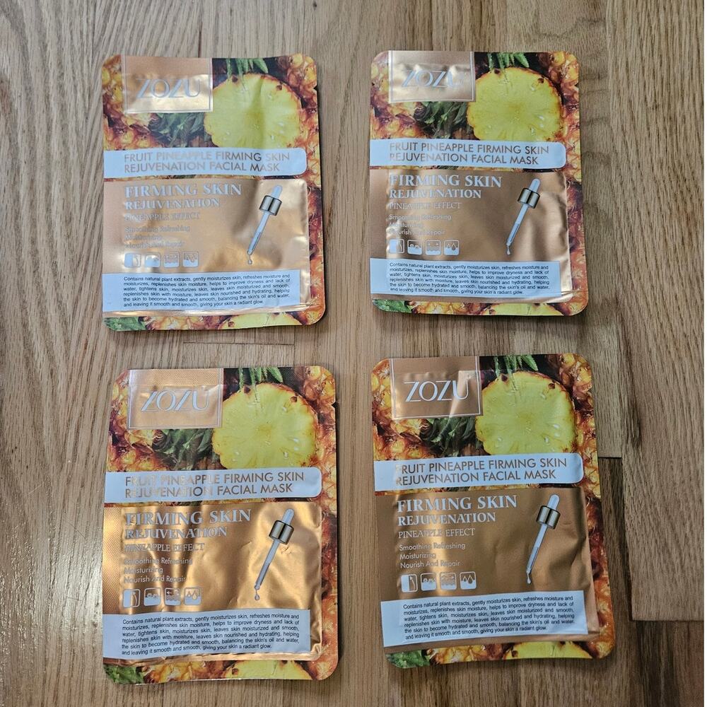 LOT 4 ZOZU Pineapple Firming Rejuvenation Hydrating Facial Sheet Masks NEW